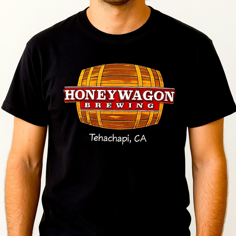 Honey Wagon Brewery Graphic Tee Short Sleeves Black Mens Large Humor New - Picture 1 of 9